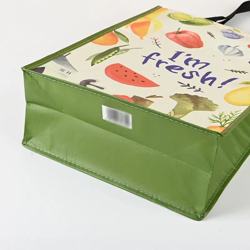 product reusable packaging laminated non woven shopping tote bag with custom logo letter pattern shoulder strap-12