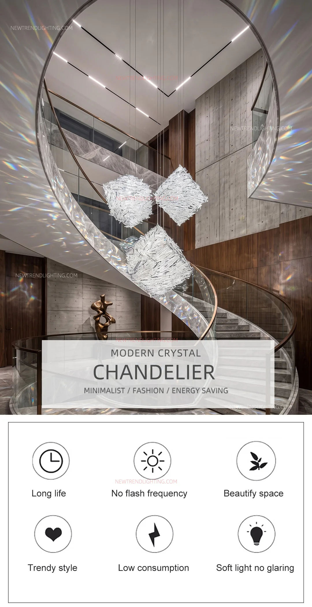 cpl 512 custom cascading crystal chandelier luxury bespoke led staircase lighting manufacturer for high end villas-0