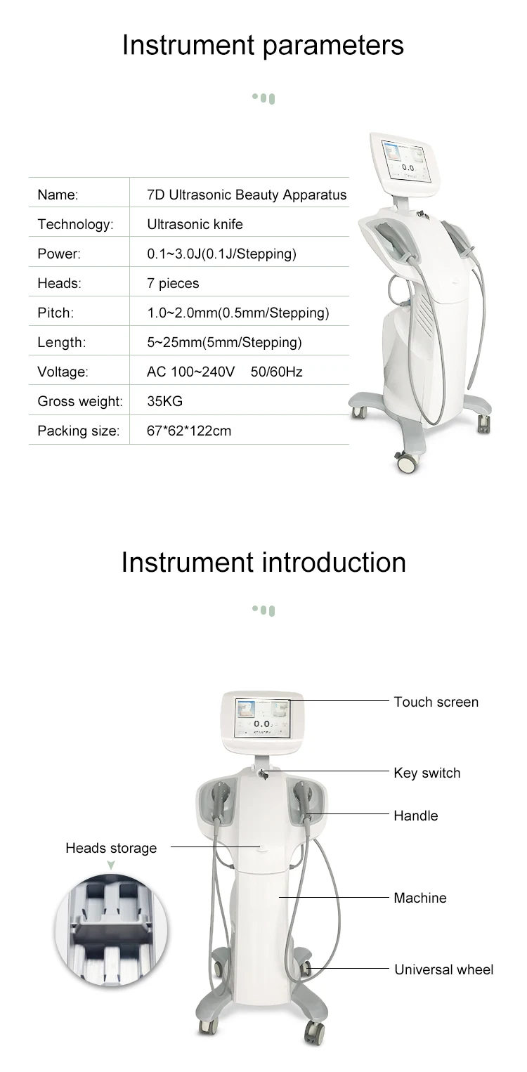 Δύο χειριστή 7d Hifu Machine 110V - 240V High Intensity Focused Ultrasound Machine 6