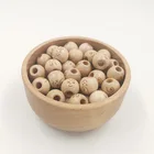Natural Wood Beads 20mm Diameter Double Side Engraved Custom Round Natural Wood Organic Beads