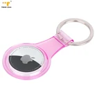 Elastic Transparent TPU Plastic Cover Easy Detachable Pet Airtag Holder Stainless Steel Key Ring