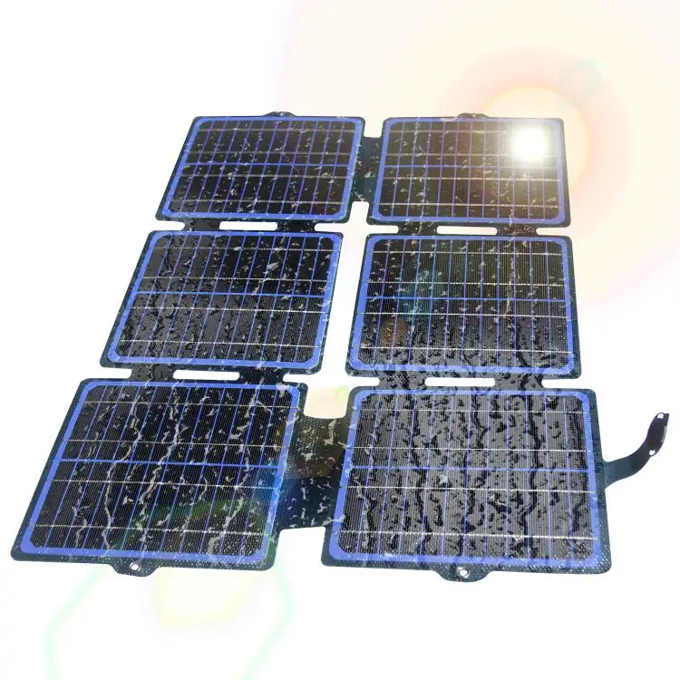 30 Watt Portable Solar Panel IPX6 Waterproof ETFE Monocrystalline Foldable Solar Panel Charger with DC / USB / Type-C Output 2 C
