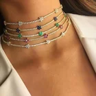 Flower Charm Necklace Colorful Cute Zircon Flower Charm Tennis Choker Necklace
