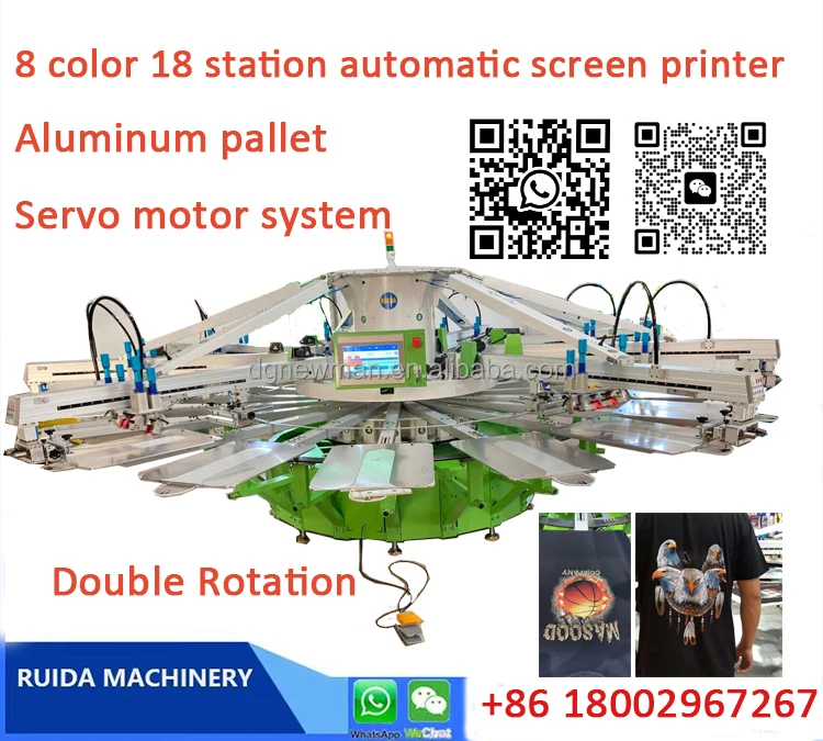 product factory hot sale full kits 8 color automatic t shirt silk screen printing machine for textile garment clothes bag press printing-3
