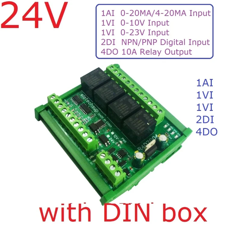 R4A8H08 DC 24V RS485 8DO 4DI 8AI 4-20MA 0-10V Current Voltage Collector ...