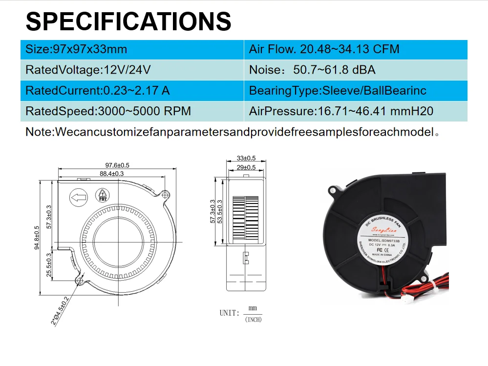 Centrifugal Fan, 12V, 9733 - detail 6