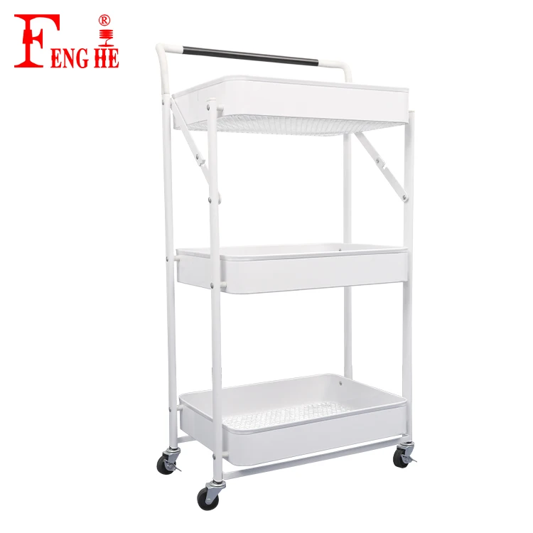 Hot sale with wheel rolling moving barber cart spa beautician trolleys for beauty parlour salon