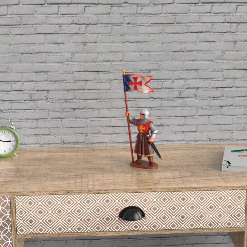 product wholesale custom medieval knight with flag mini resin figurine oem 3d character craft-5