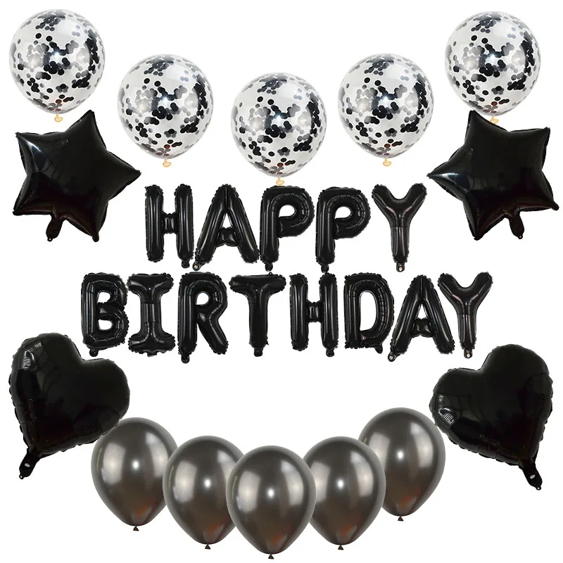 27pcs/set Happy Birthday Letter Balloons Rose Silver Star Ballon For Girl Boy Birthday Party Decoration - Buy Birthday, Letter Balloons,Foil Balloon Product on Alibaba.com