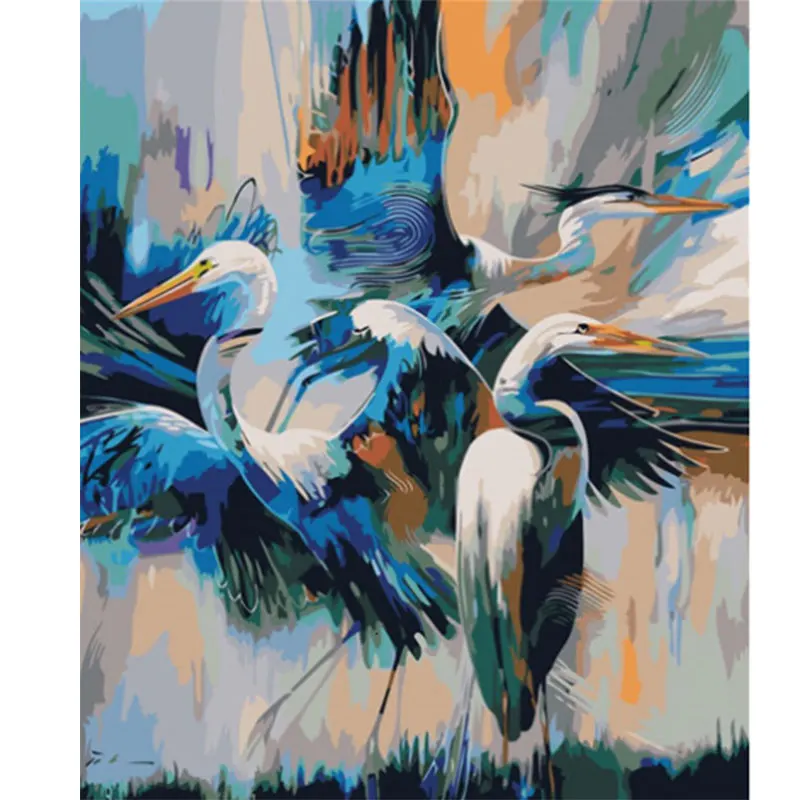YHLMOP686 beautiful bird white crane 100%  hand paint art oil painting on canvas 