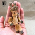 Doll Creative Design Wood Crafts Forest Animal Keyrings Wooden Joint Moose Doll For Wholesale