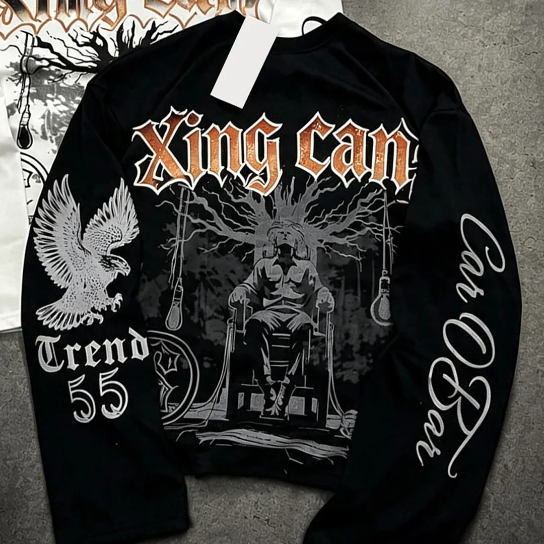 product custom high quality mens 100cotton long sleeve t shirt streetwear boxy oversized casual tee with dtg digital graphic printing-1