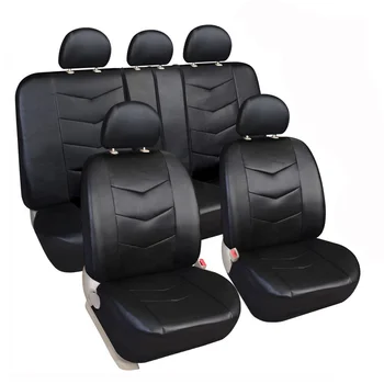 Breathable Leather Car Seat Cover 11pcs Full Set Universal fit Black
