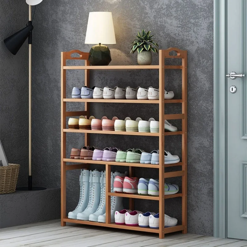 Shoe rack Bamboo simple household doorway Economical dust-proof shoe cabinet Solid wood province space storage shelf