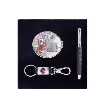 2018 Business corporate anniversary giveaways 3 in 1 office gift set with key chain pen set