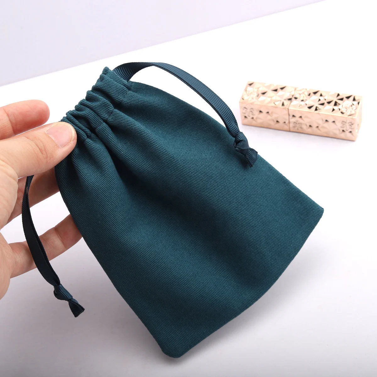 Hot Sale Navy Blue Cotton Twill Dust Shaver Gift Card Packing Bag High Quality Cotton Muslin Dust Drawstring Pouch