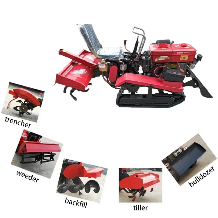 Small Multifunction Ride On Tracked Rotovator Mini Rotary Tiller