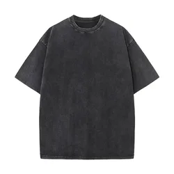 Acid Washed Blank Crew Neck Manufacture Stock Clothes Oversized Gym High Street Fitness Man Casual Tee Shirt Men's T Shirts