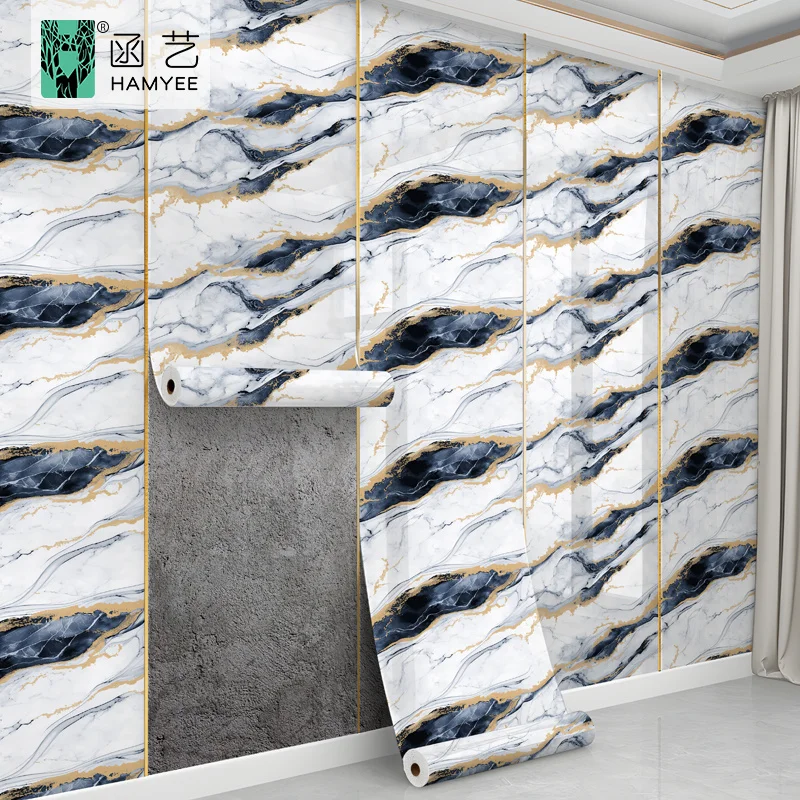 product high gloss marble self adhesive wallpaper vinyl foam roll foil marble wall tile stickers for wall decoration-60