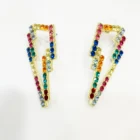 Earrings Stud Delicate Colorful Crystal Thunder Earrings Diamond Lightning Bolt Earrings Chunky Statement Stud Earrings