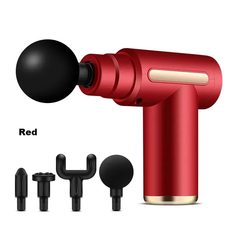 USB Recharge 4 Massage Heads 6 Modes Home Use Travel Handheld Electric Body Muscle Relax Mini  Massage Gun