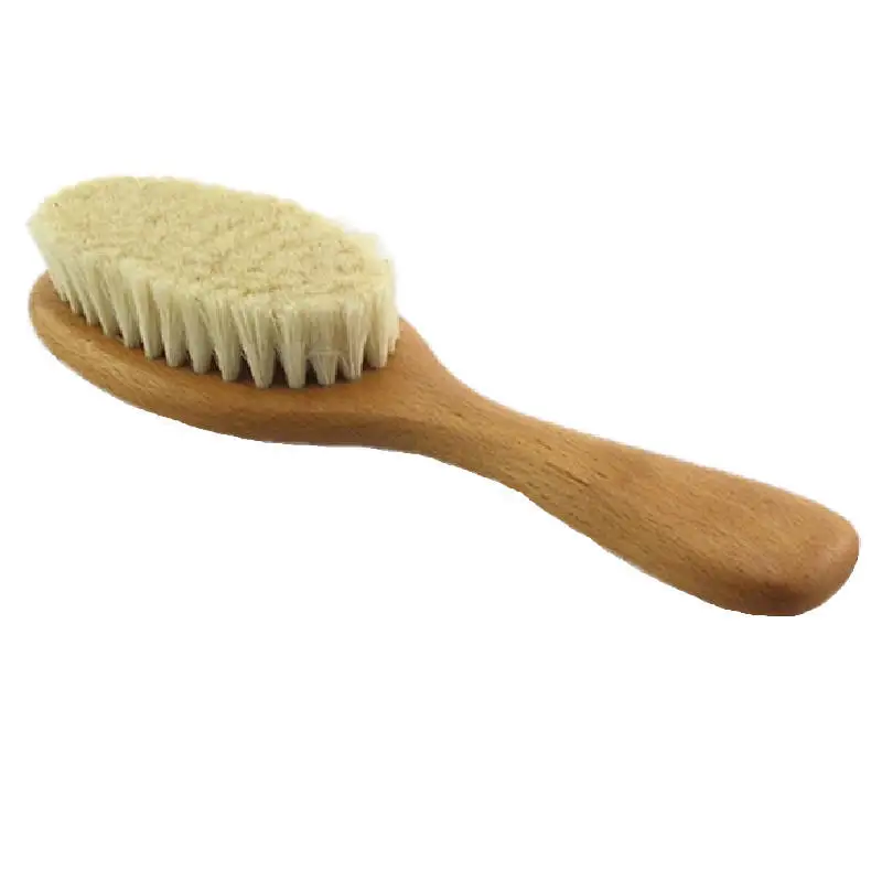Beech wood super soft wool brush baby shower bath brush newborn Infant comb body hair brush