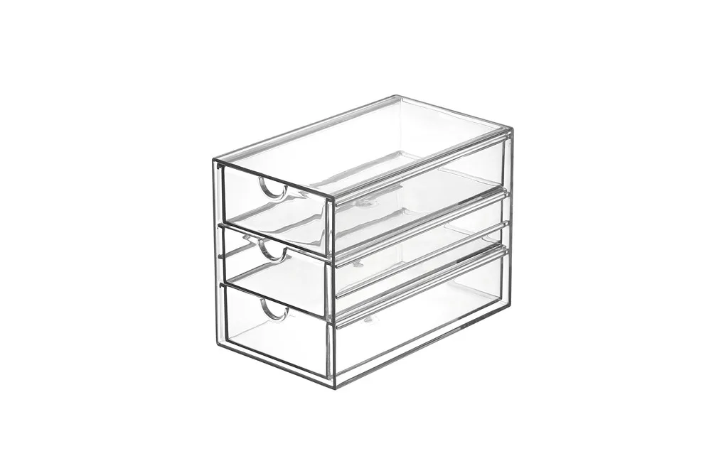 PET Three Layers Desktop Clear Make up Storage Boxes Drawer Tray Desk Cosmetic Divider Drawer Organizer