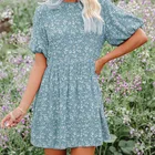2022 Fashion Elegant Spring Casual Floral Lantern Sleeve Short Sleeve Ladies Women's Clothing