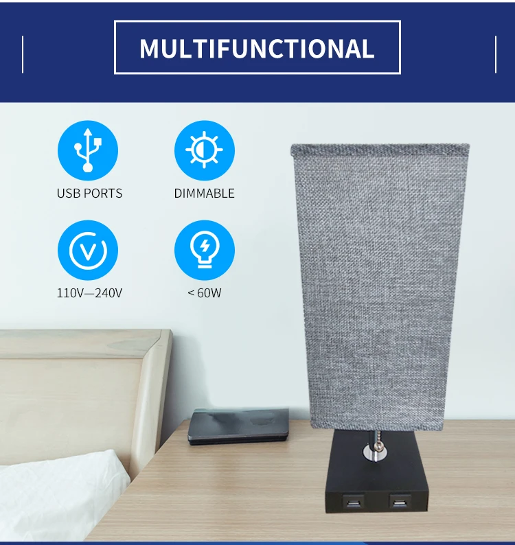 Amazon Linen lamp shade USB hotel living room desk lamp