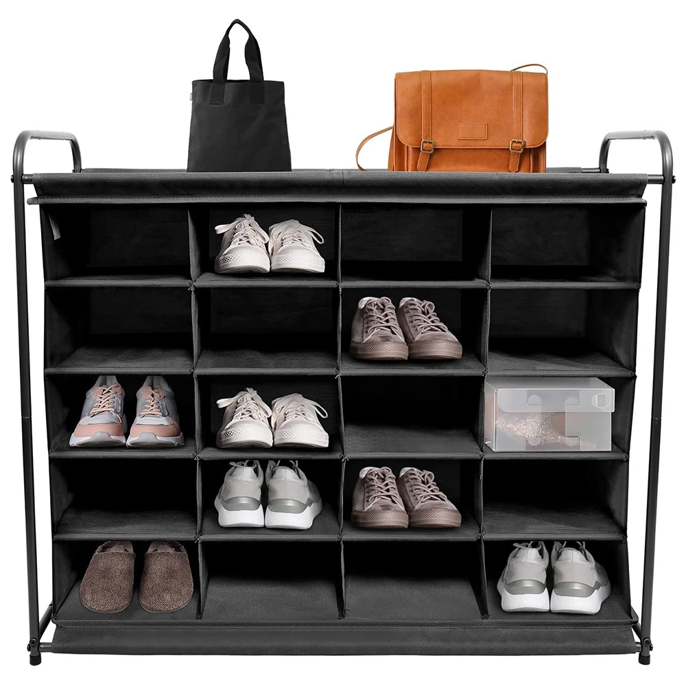Foldable Stackable Shoe Cubby Organizer Free Standing Shoe Cube Rack for Entryway
