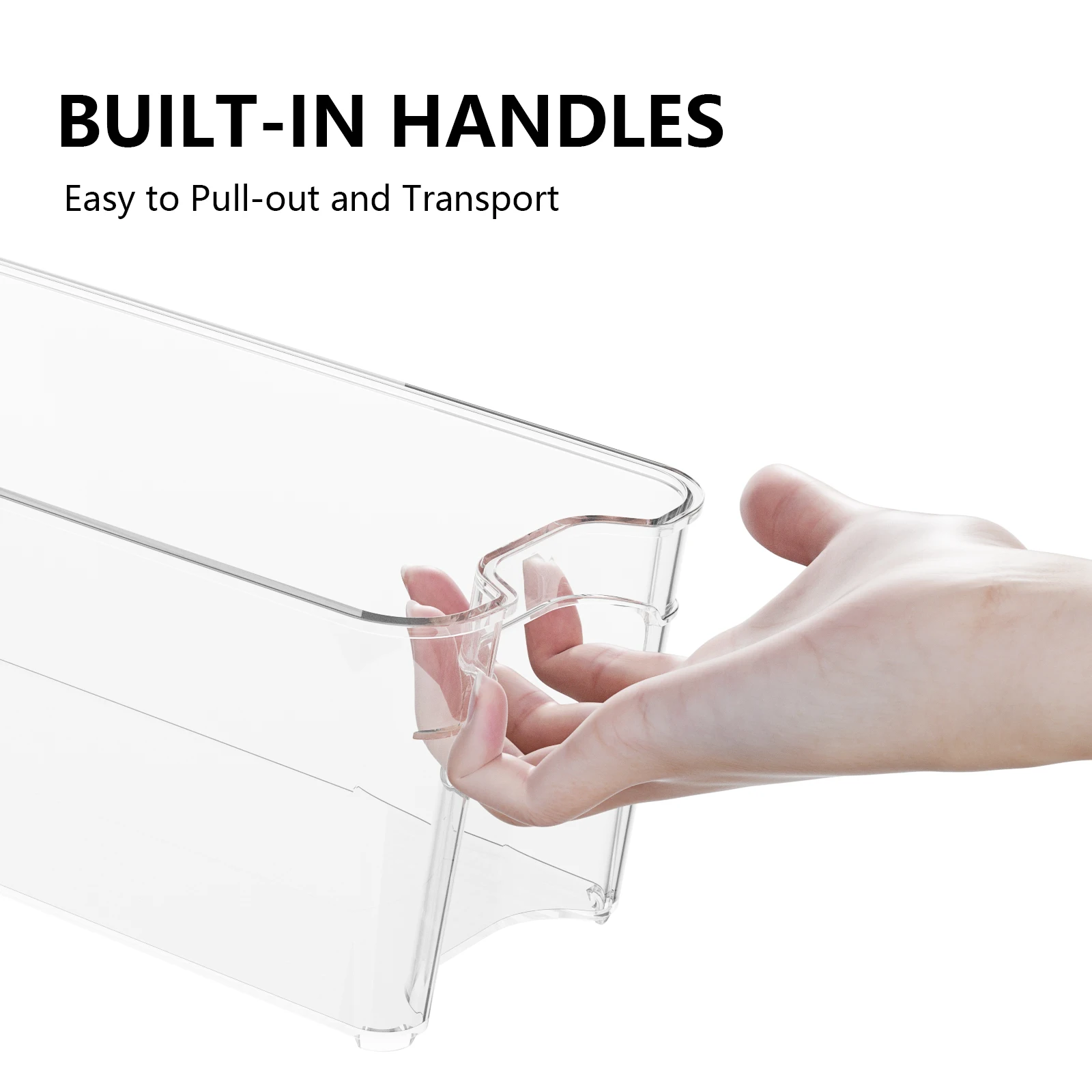 Multi-Use Transparent Plastic Storage Bins Wholesale With Handle For Keep Food In Kitchen
