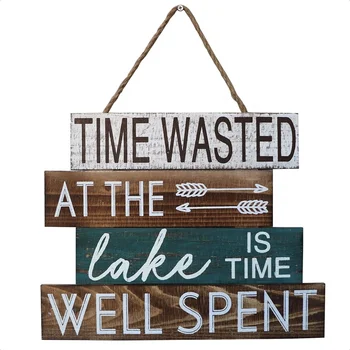 Customized Word Time Wasted Ladder Shape Vintage Rustic Art Decorative Hanging Plaque Wooden Wall Sign