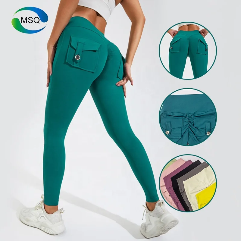 Women Sexy Gym Wear Workout Fitness Clothing Pocket Yoga Pants Scrunch Butt Yoga Leggings With Pockets