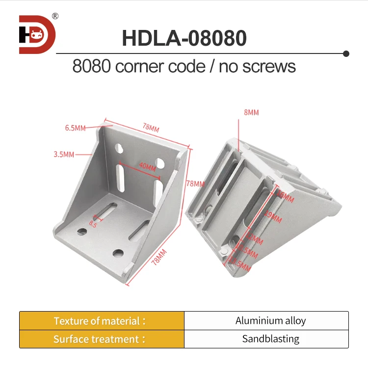 8080 Aluminum Profile Corner Code Connection Corner Piece Aluminum Alloy Fastener Locking Corner Code Accessory manufacture