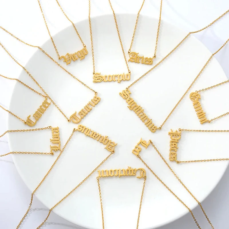 Trendy Name Necklace Custom Font 18k 