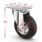 Rubber Wheel Rubber 100MM Black Rubber Castor 4 Inch Industrial Swivel Caster Wheel