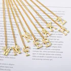 Fashion Gold Flower Necklace Women Stainless Steel Crystal Letter Necklace Alphabet Initial Necklace