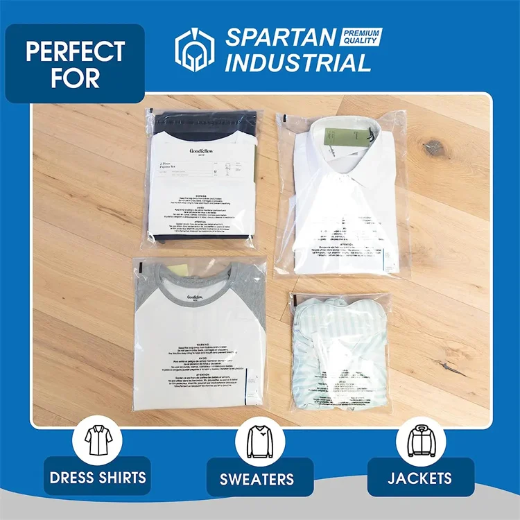 Clear Plastic Flat Poly Bags with Suffocation Warning Self Seal Adhesive Packaging for Business Clothing T-shirt FBA Packaging