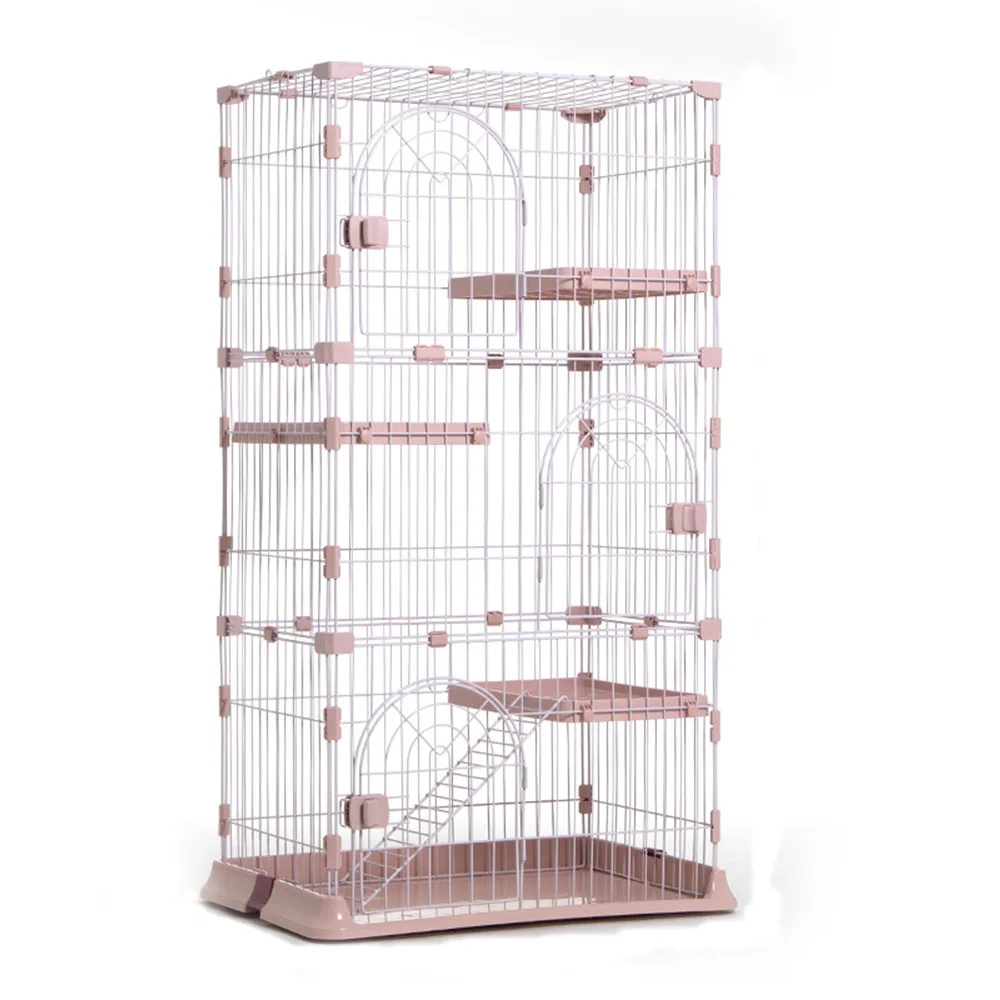 steel wire cat cage in pink colour