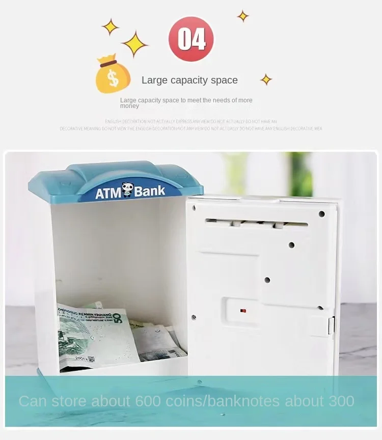 Automatic Induction Roll Money ATM Large Capacity Simulation Intelligent Electronic Fingerprint Password Suitcase Coin Bank