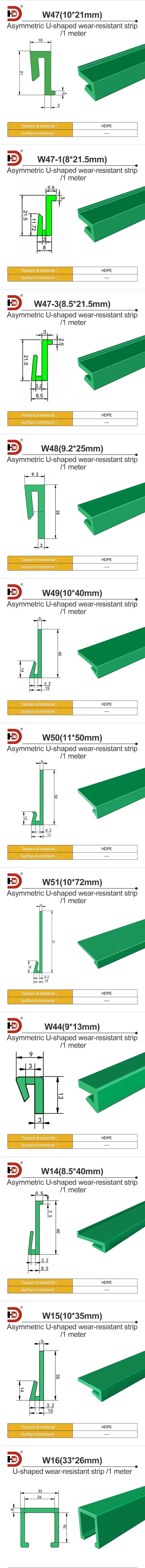 Plastic Wear-resistant Strip W47/W46 Polymer Guide Strip Lining Chain Plate Conveyor Accessories Cushion Rubber Strip supplier
