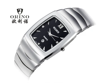 High quality rectangle shape tungsten steel quartz watch business watches with date window sapphire crystal glass wrist watches