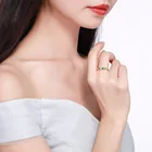 Gold Gem Romantic 925 Sterling Silver Jewelry Gold Heart Rings Crystal Gem Stone Rings Real Diamond Ring