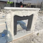 French Style Popular Design Hand Carved Decorative Natural White Marble Fireplace Mantles