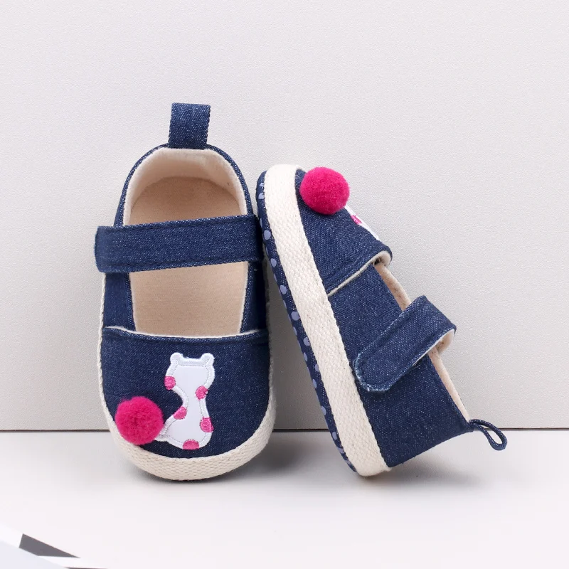 Spring Autumn Summer Denim Material Soft Sole Newborn Infant Baby Girl Shoes 2024 supplier