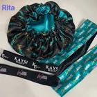 Free Custom Logo Double Layer Bonnet With Edge Control Wrap Tie Extra Large Soft Silk Edge Wrap Hair Bonnets