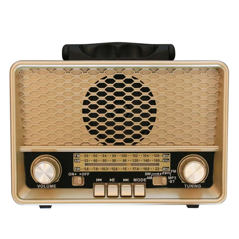 R-7199 Retro good quality multi bands  wooden style rechargeable radio with wireless link, usb mp3  player solar  and lamp slot