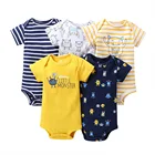 100% Boys Clothes Newborn Clothing 100% Cotton Summer Sleeve 5Piece Set Baby Cotton Rompers Baby Boys' Rompers