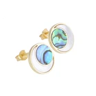 Natural Earring Hot Sale Custom Fashion Jewelry Silver Shell Fynchenite Moon Natural Stone Stud Earring For Women Gift