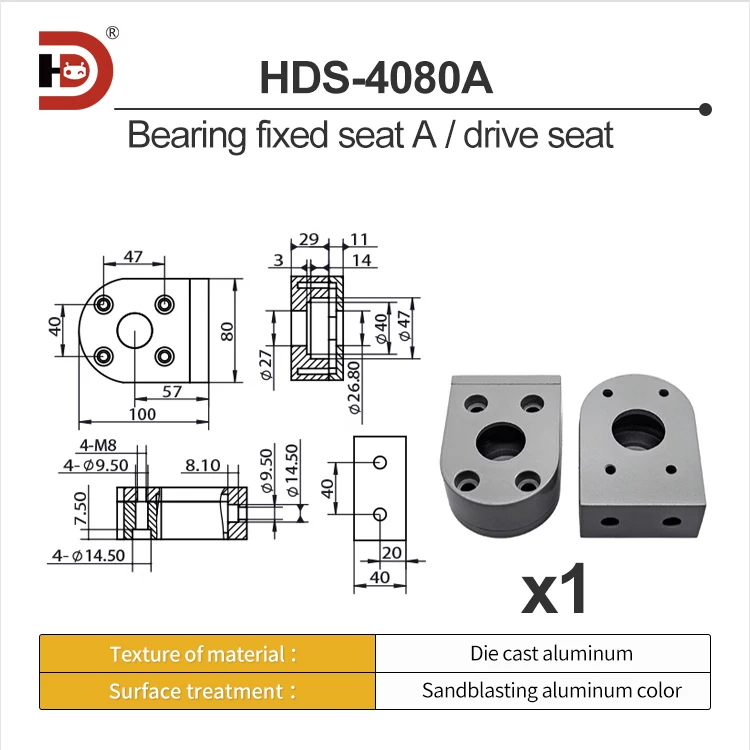 40 * 80aluminum Profile Tensioning Seat Fixing Seat Conveyor Belt Accessories Bearings Drum Head Machine Tail supplier